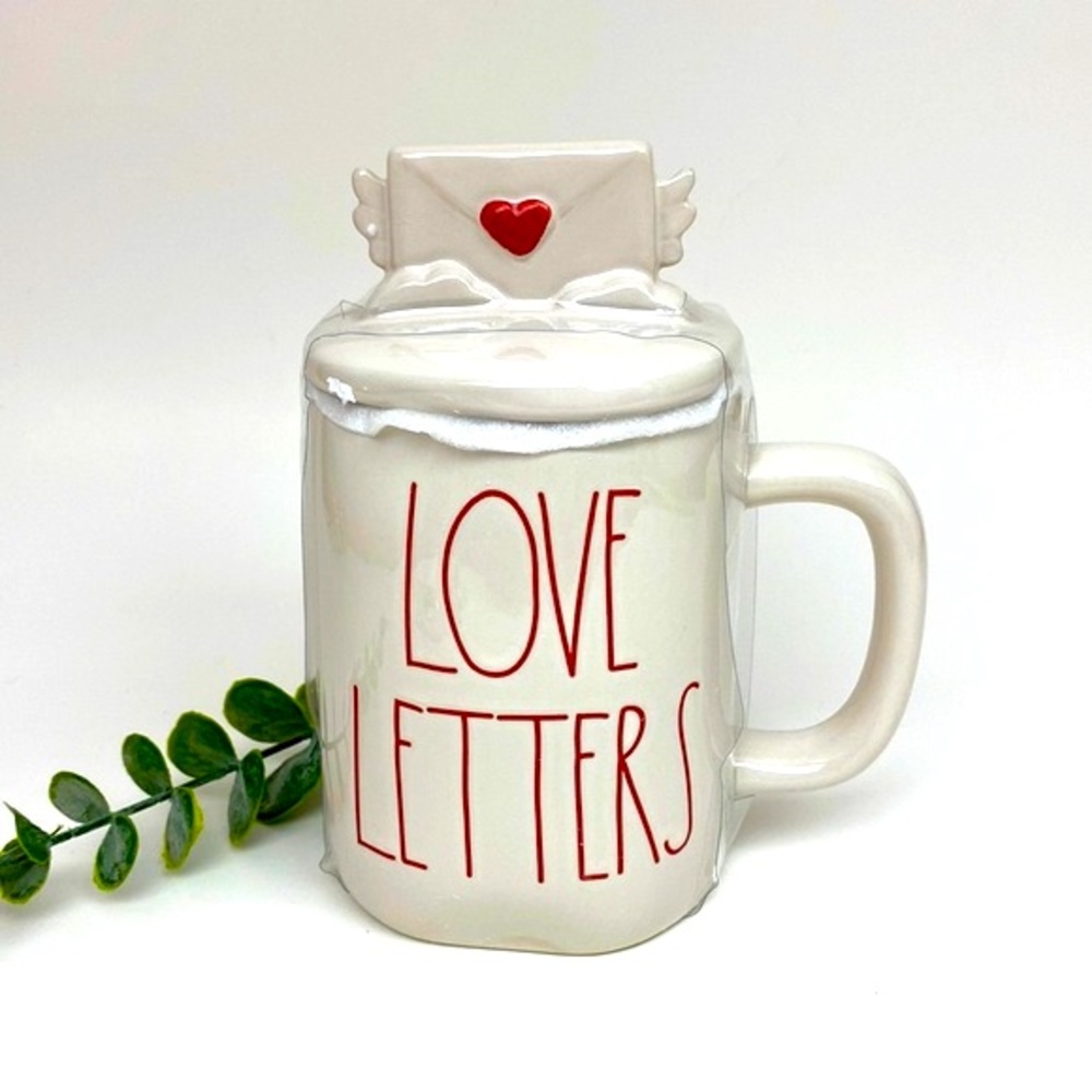 Rae Dunn Love Letters oversized mug with lid NWT